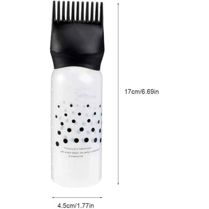 Root Comb Applicator Bottle - 170ml Hair Dye Hair Oil Dispenser Bottle with Graduated Scale - Salon and Home Use 1pc Black - Image 2